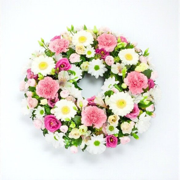 Pink and White Wreath - Flowers &amp; Plants Co