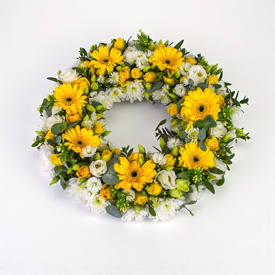 Yellow and White Wreath - Flowers &amp; Plants Co
